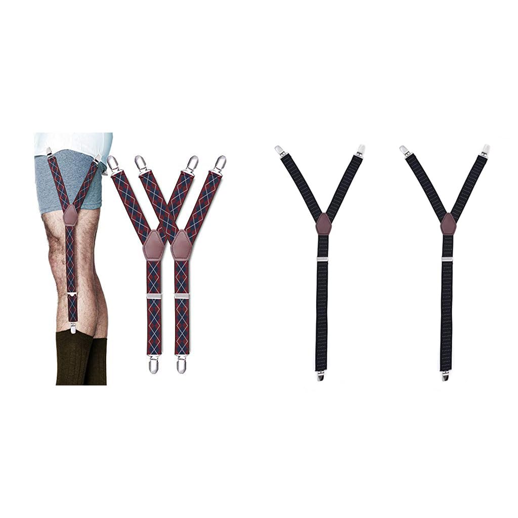GUSTAVE Adjustable Elastic Men’s Shirt Garter Straps for Office and Parties featuring Y‑Shape Stays and Non‑Slip Clamps
