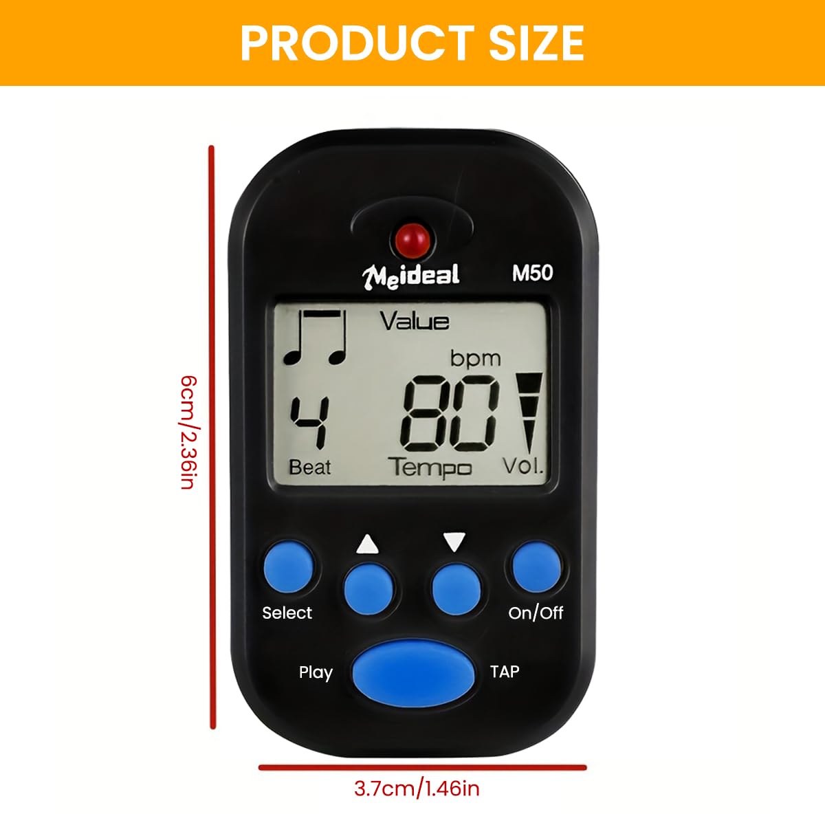 HASTHIP Digital Clip On Guitar Metronome with LCD Display and 3.5mm Jack | 3 PCS Battery Operated