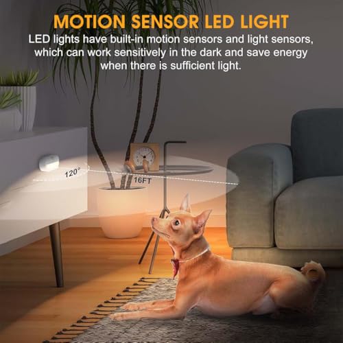 ELEPHANTBOAT® 4PCS Motion Sensor Light for Home Small LED Wall Lights Warm Night Cordless Battery Operated Step for Stairs Hallway Kitchen Cabinet