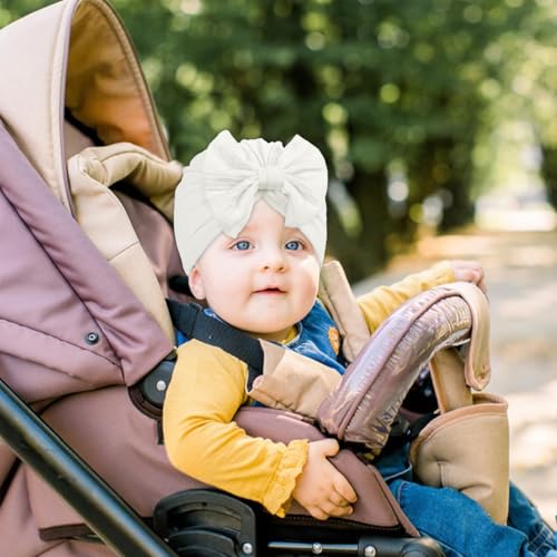 SNOWIE SOFT® 9PCS Warm Baby Cap for Girls Stretchy Hat for Newborns Lovely Bow Shower Gift 3-18 Months