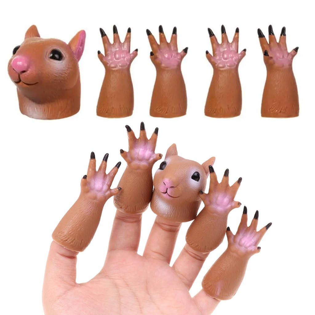 PATPAT Cartoon Squirrel Finger Toys 5PCS for Storytelling with Soft PVC | Kids Learning Play
