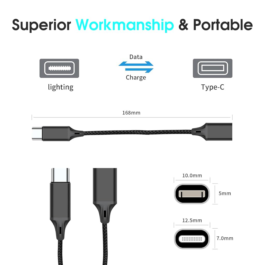 Verilux iPhone Adapter Cable for Charging and Data Transfer with 60W PD Fast Charge | Nylon Braid Design
