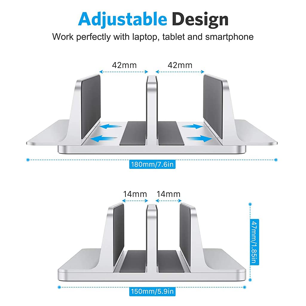 Zibuyu Laptop Stand for Tidy Desk Organization with Dual Slots 150×120×47mm and Adjustable Width