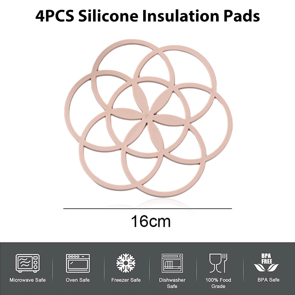 Supvox Silicone Trivet Mat Set for Hot Pots and Dishes featuring Non Slip Design | Heat Resistant up to 482°F