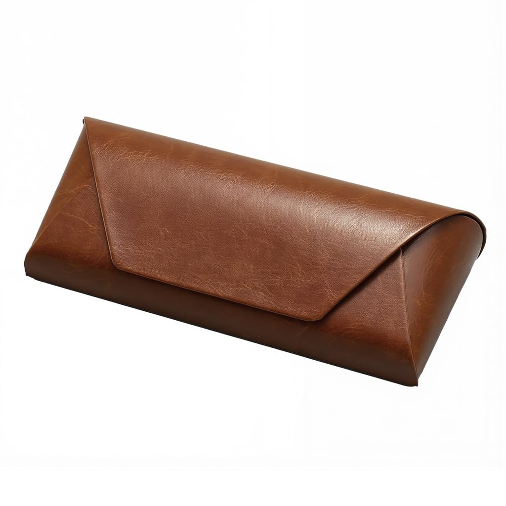 Zibuyu Glasses Case with Button Closure and 165x65x40mm Hard Shell Brown for Men and Women