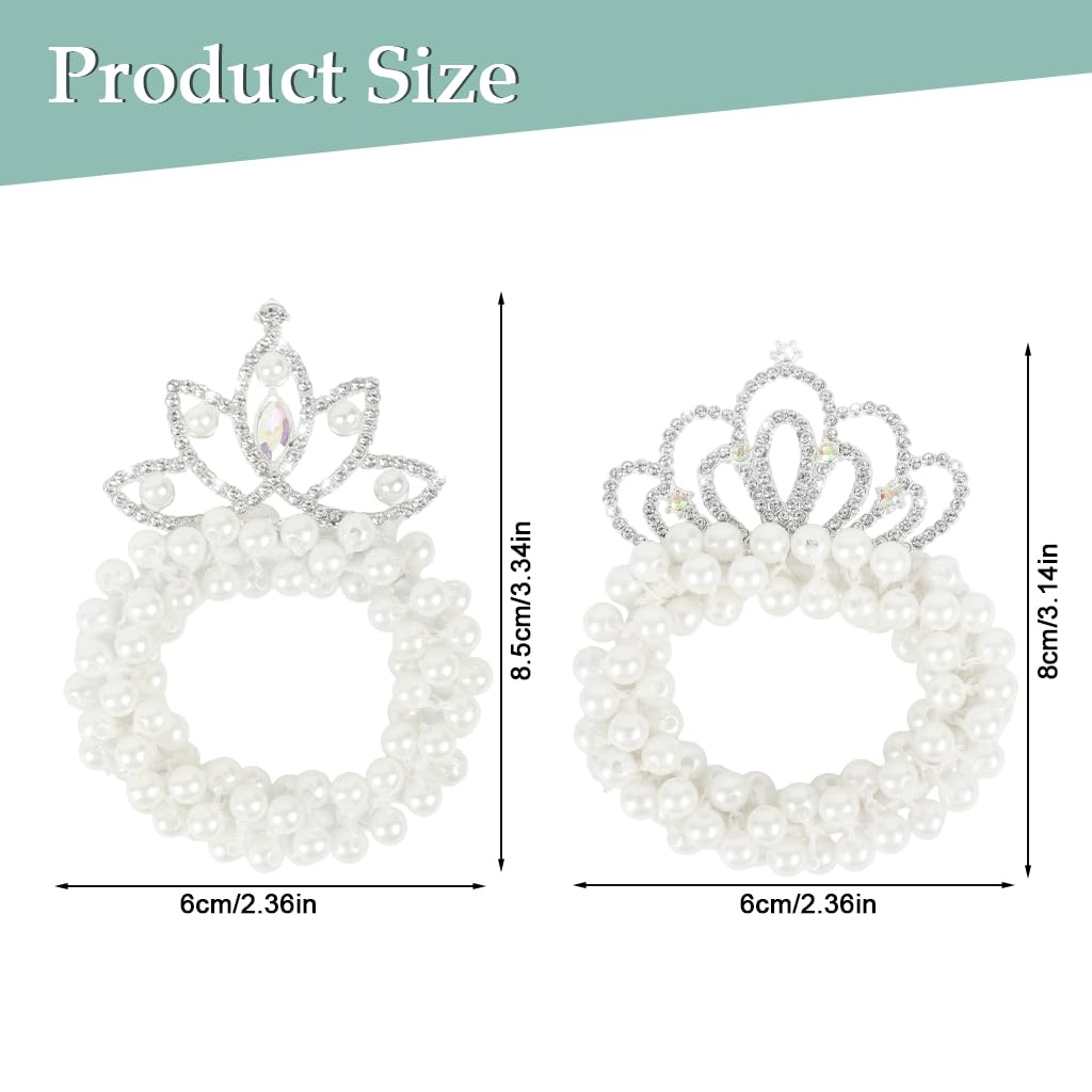 ZIBUYU Princess Crown Pearl Kids Hair Accessories for Girls with Rhinestone Design | 2 Pcs Set for Weddings and Daily Wear