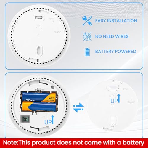 Serplex® Carbon Monoxide Detector CO Alarm with Digital LCD Display 90dB Sound and Light Leak Monitor for Home Bedroom Kitchen Battery Not Included 3PCS