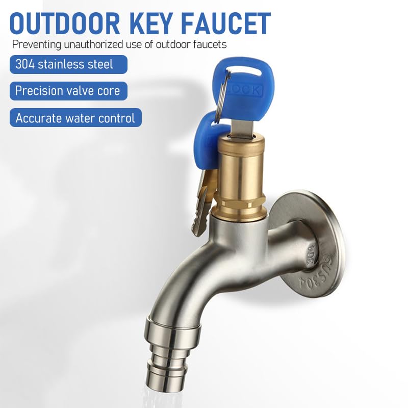 HASTHIP Washing Machine Tap for Bathroom and Kitchen with 1/2 inch Thread Copper Lockable Faucet | Chrome-Plated Metal