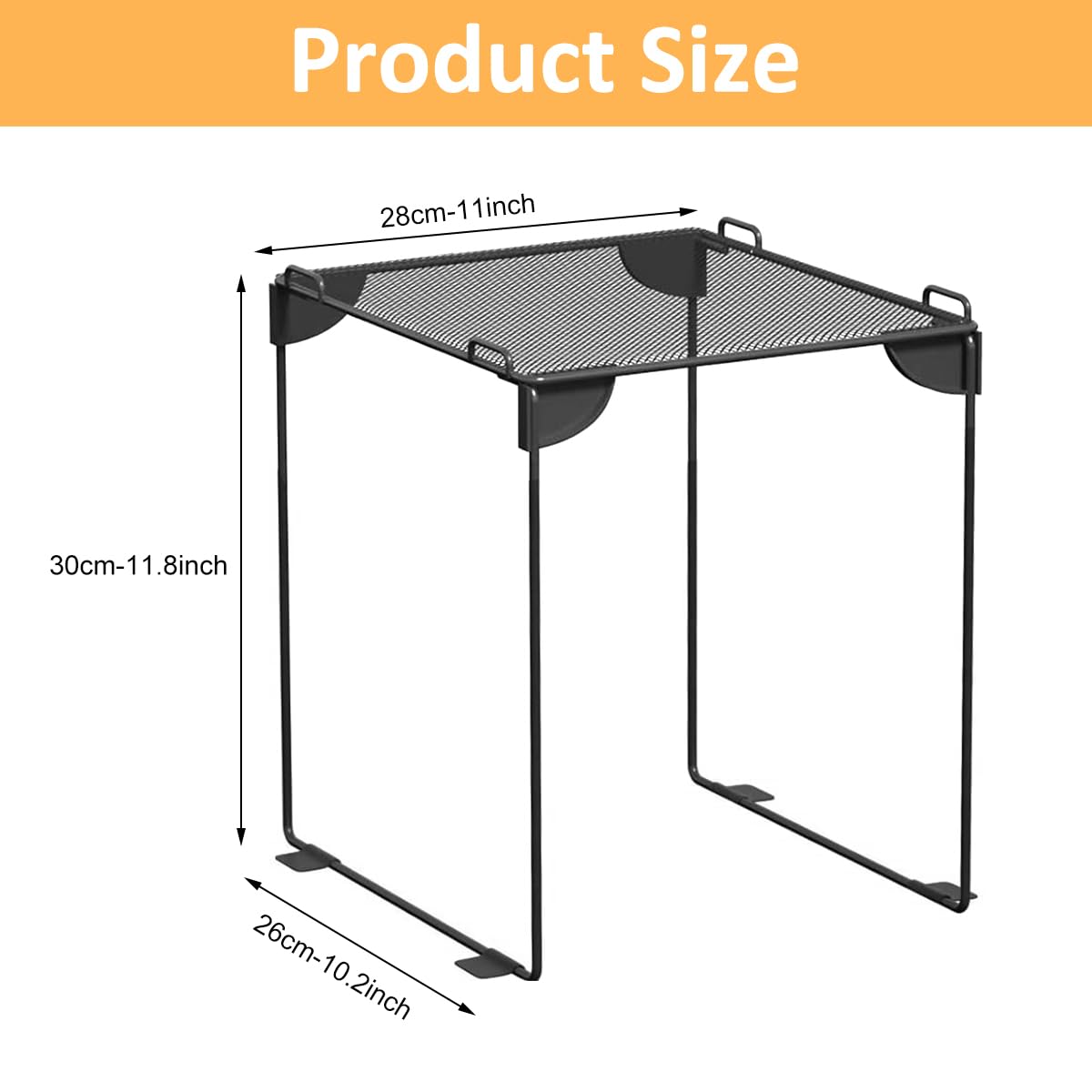 HASTHIP Folding Metal Storage Rack Microwave Top Shelf Rack Mesh Storage Rack Countertop Storage Rack Space Saving Kitchen Organizer Rack