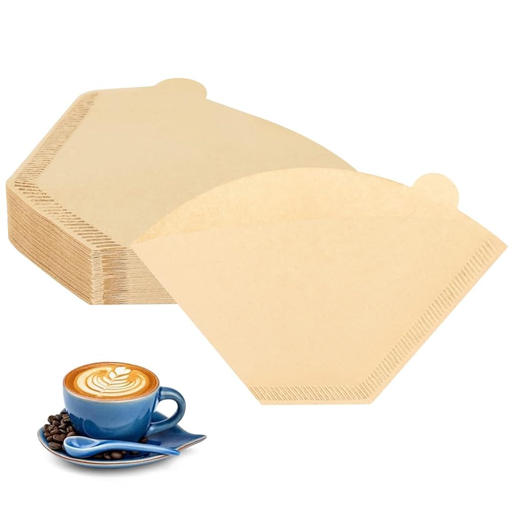 Supvox® 100 Counts Coffee Filter Paper for Brewing Coffee Natural Unbleached Coffee Wedge-Shaped Filter Paper Disposable Coffee Filters Paper Fit for Drip Coffee