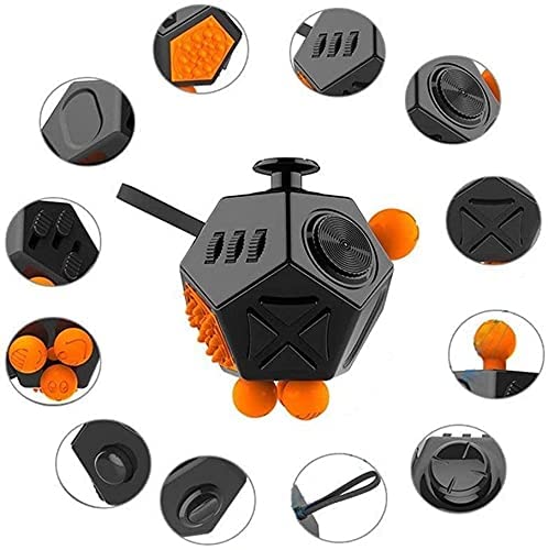 PATPAT Fidget Cube for Stress Relief and Focus with 12 Sided Dodecagon Design | Orange 6×6×8 cm