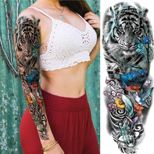 MAYCREATE 6 Sheets Temporary Tattoo for Men Waterproof Large Temporary Tattoo Stickers Forearm Tattoo for Men Women Tattoo Sticker for Arm, Legs Temporary Tattoos for Party, Club