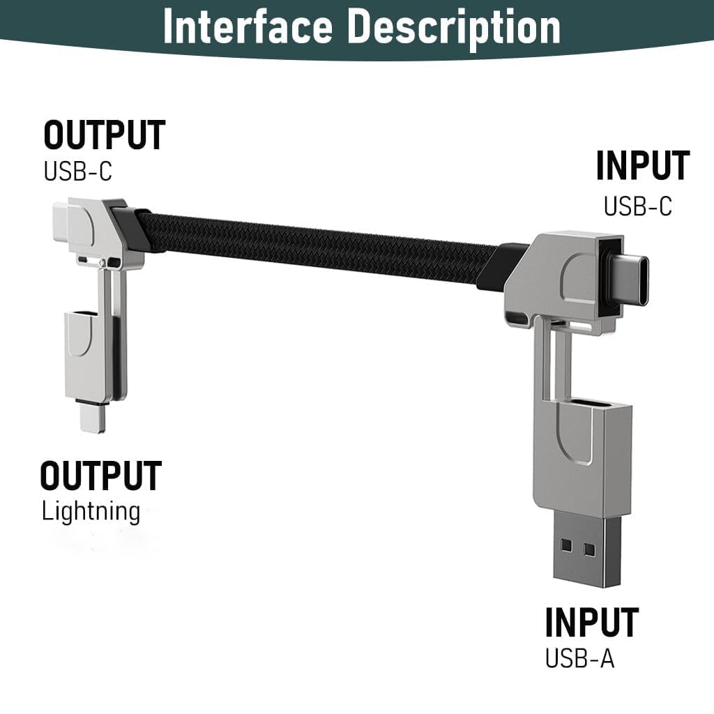 Verilux® 4 In 1 Charging Cable,Usb To Usb C Adapter,Type C To Light- Ning Cable,Usb To Light-Ning Cable,Portable Magnetic Type C To Type C Pd 60W Fast Charging Cable For Iphone,Samsung,Macbook,Black