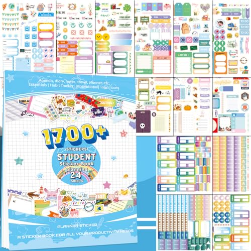 OFIFO® Sticker Book, 1700Pcs 24-Sheet Stickers Set, Daily Planners Accessories for Calendar Decorating, Stickers for Kids Activity Perfect for Journal, Scrapbook Projects and Decor