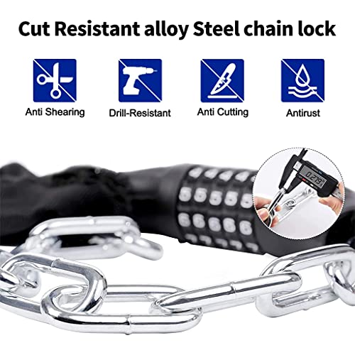 STHIRA® Bike Lock 5 Digit Combination Lock Heavy Duty Zinc Alloy Bike Wheel Lock Safety Lock Chain Lock for Bike Wheel Mountable Bike Wheel Lock Heavy Duty Chain Lock for Motorcycle, Door, Gate Use