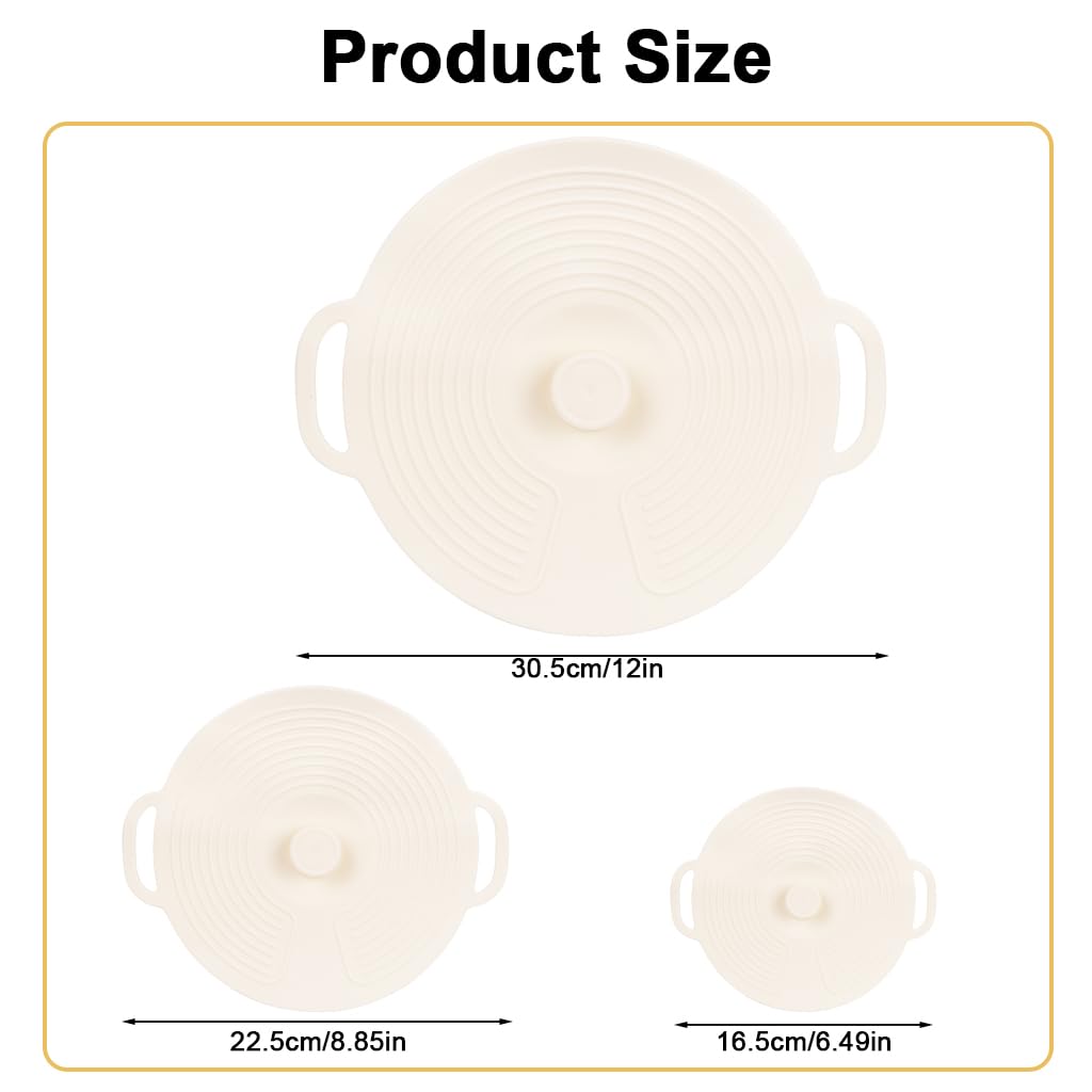 Supvox Silicone Pot Lids Set for Pots and Bowls with Ears and Colorful Handle, 3 Sizes 18 24 32.5cm