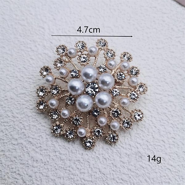 Zibuyu Brooch for Women featuring 2.36 in Rhinestone Pearl Snowflake Design | Elegant Gift
