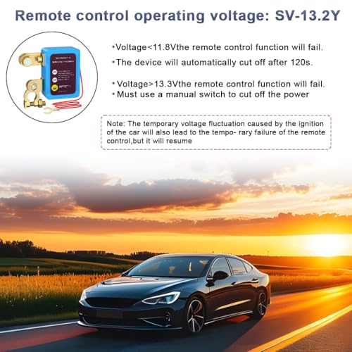 STHIRA® 12V/24V Car Battery Power Switch, Smart Remote Control Car Battery Power Switch with 2 Remotes, LCD Voltage Display, Low-votage Auto Shut Off, Electricity-leaking Indicator Design