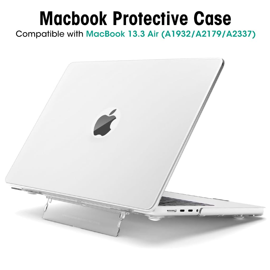 ZORBES® Laptop Case Laptop Cover 13.3 inch Compatible with MacBook Air M1 A1932/A2179/A2337 2020/2019/2018 Clear Hard Shell Cover with Riser Design Protective Case for MacBook Air Cover with Touch ID