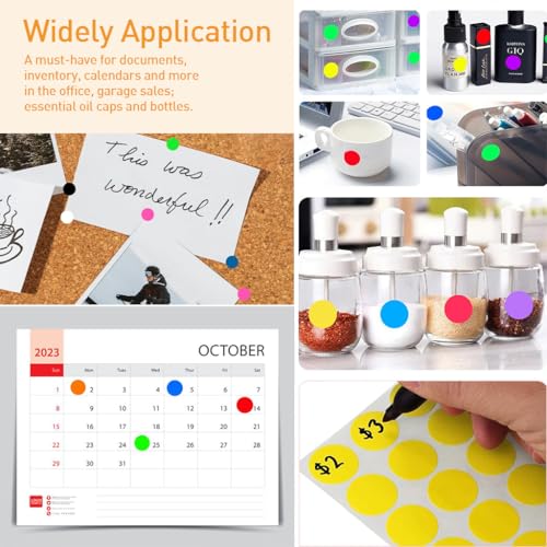 HASTHIP® 10 Sheets Colored Dot Stickers Self Adhesive Labels 6mm Round Colors for Toddlers Classroom Office Family Labeling Inventory Management 30 PCS