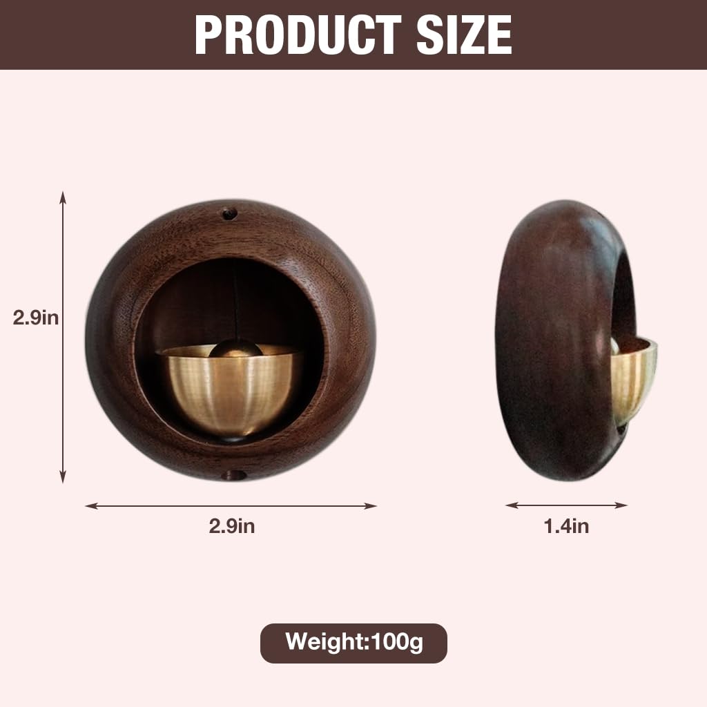 HASTHIP Door Bell for Home with Self-Adhesive Magnetic Mount and Walnut Brass Design | Serene Acoustic Chime