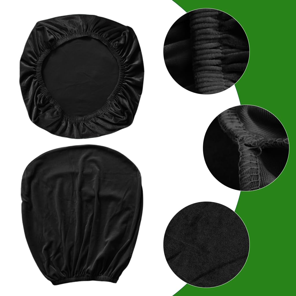 HASTHIP Office Chair Cover 2 Piece Set with Elastic Edge Velvet Fabric in Black | Washable Slipcovers for Seat and Backrest