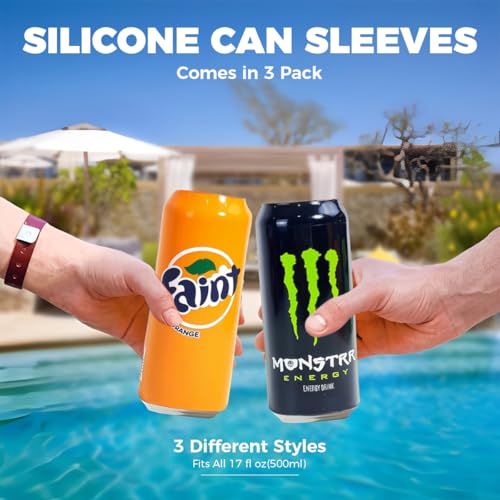 HASTHIP® 3Pack Silicone Can Sleeve Covers Look Like Soda Sleeves for Cans Wraps Fits All 500ml Mixed 3 Pack 2PCS