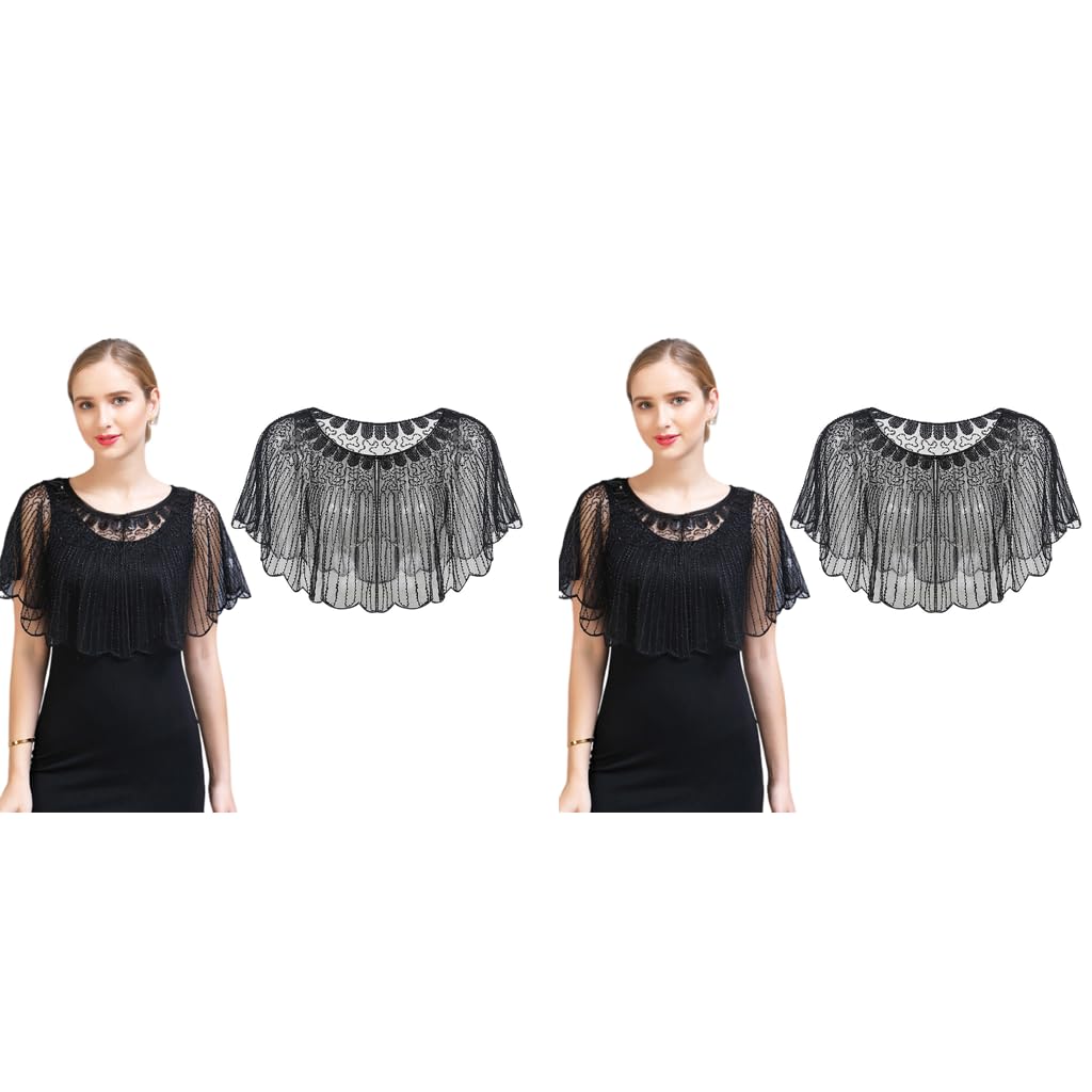 PALAY Lace Shrugs Shawl for Women featuring Sequin Chiffon Wrap & Tassel Design | Wedding Cover Up