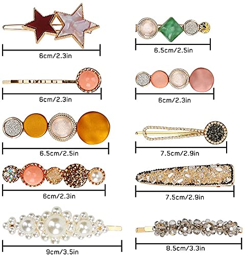 MAYCREATE Pearls Hair Barrettes for Bridesmaid and Women featuring 10 Styles | Acrylic Resin Hair Clips