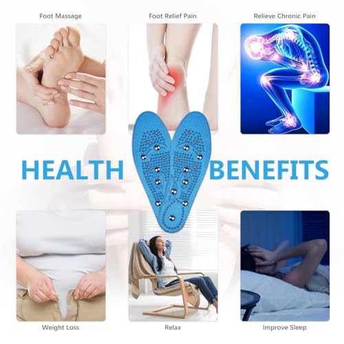 HANNEA® 1 Pair Acupressure Shoe Sole Breathable Magnet Nubs Massager Insoles for Men Women Stimulate Blood Circulation Relieve Tension Tools Kit M EU 41-46 3 PCS