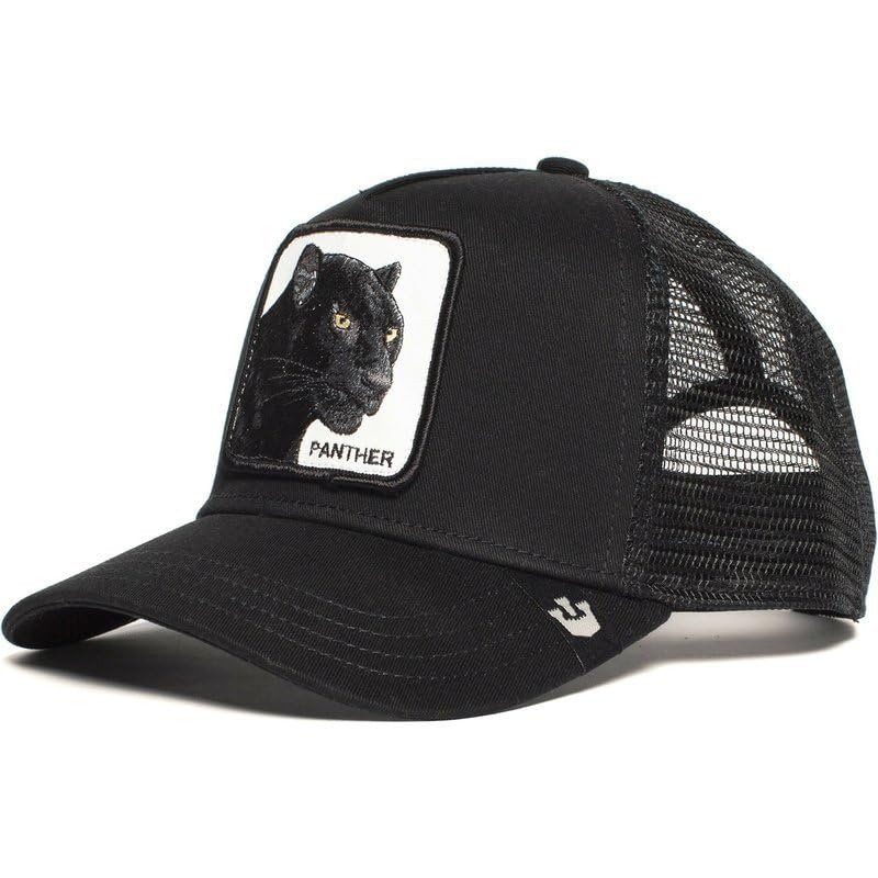 ZIBUYU Men's Cap Baseball Cap Fashion Panther Embroidery Sun Cap Summer Cap Breathable Mesh Casual Hat Adjustable Closure Wide Brim Snapback Hat, Black