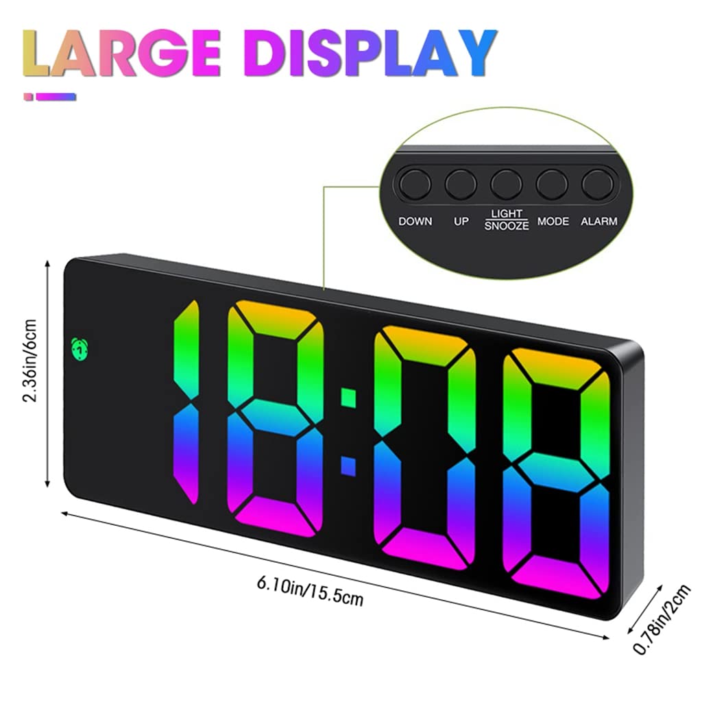 HASTHIP Digital Alarm Clock for Kids with Color Screen and Clap-Hands Wake Function | USB & Battery Powered
