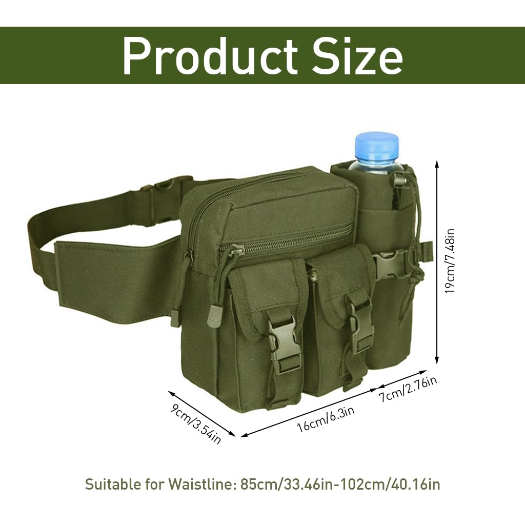 GUSTAVE Waist Bag for Hiking and Camping with Removable Water Bottle Bag | Oxford Cloth Green