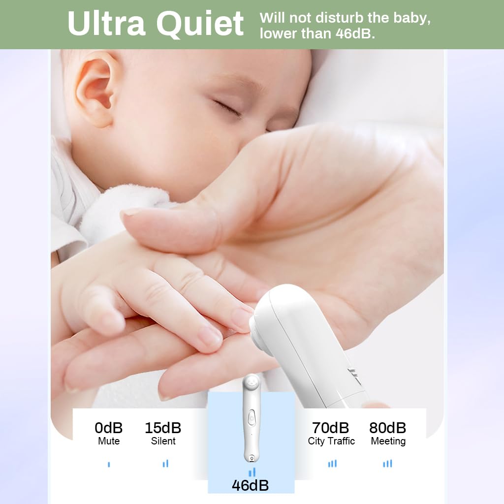 SNOWIE SOFT Electric Nail Cutter for Baby with LED Light and 6 Grinding Heads | USB Rechargeable 3 h Runtime Grooming Kit