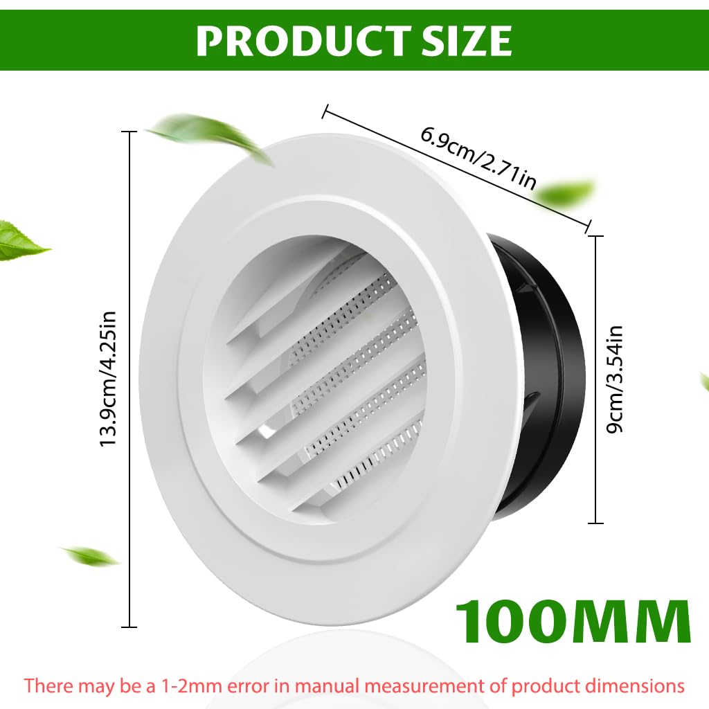 HASTHIP Circle Cowl Air Vent Grille Cover for Bathroom and Home featuring 100mm Built-in Fly Screen | White Taupe ABS