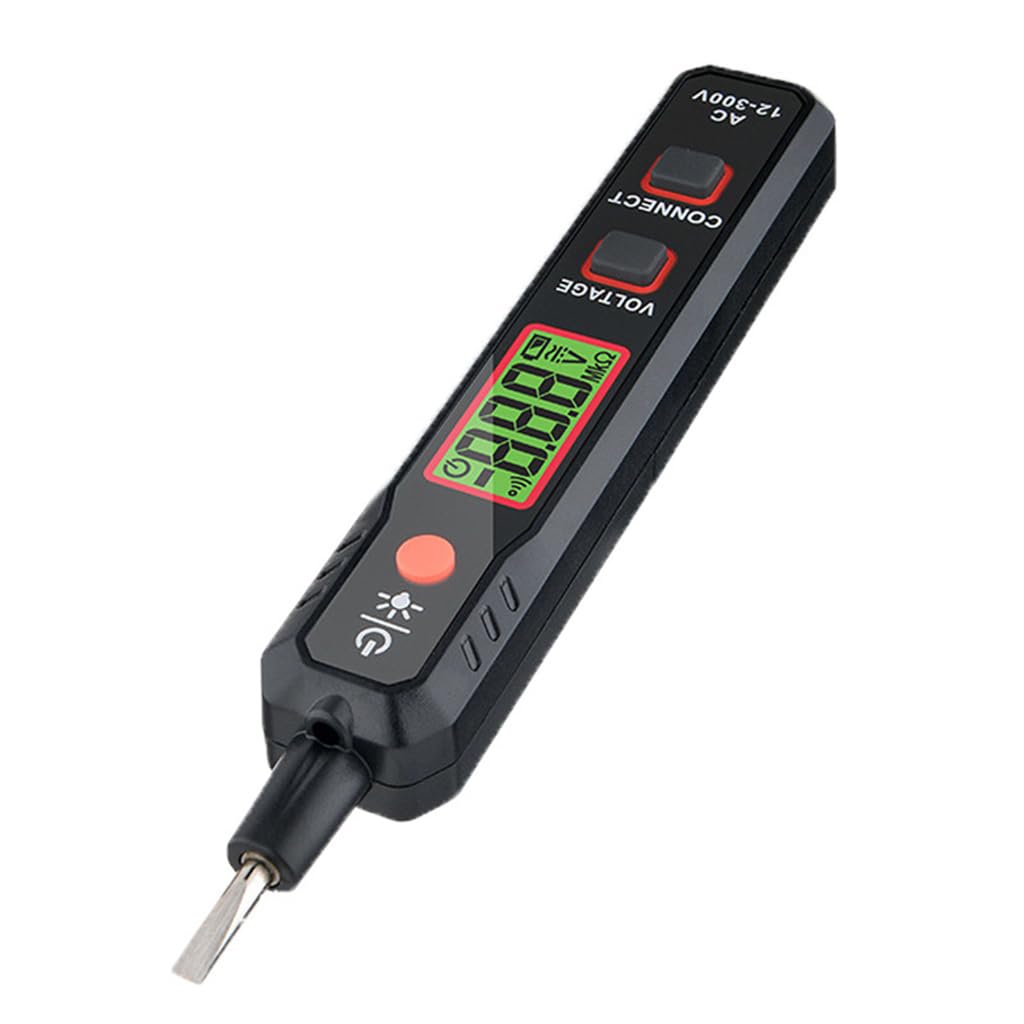 Serplex Voltage Tester for AC 12–300V with LCD Display, Dual Alarm and Flat Head Probe | Black