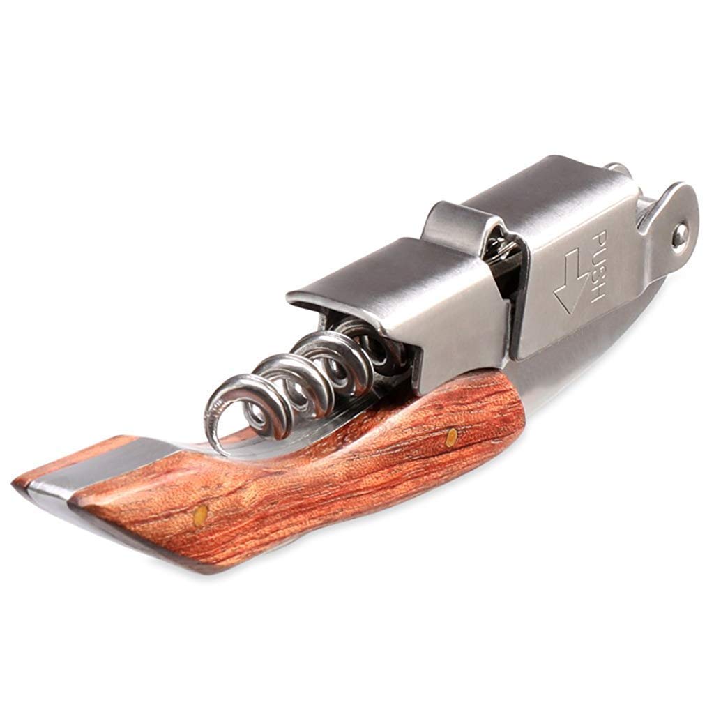 HASTHIP Waiters Corkscrew for Wine Bottles with 3-in-1 Opener and Rosewood Handle 12cm | Stainless Steel