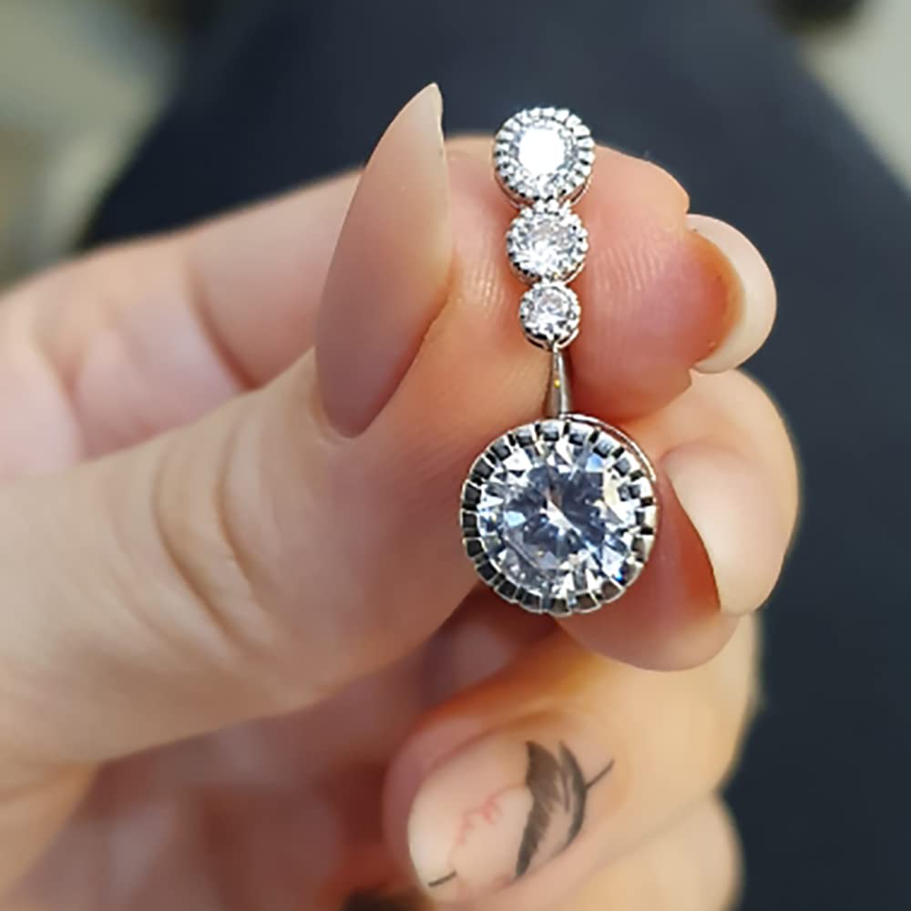 ELEPHANTBOAT Belly Button Rings for Women with 14 Gauge 3/8in Bar 316L Steel & CZ | Gift Jewelry