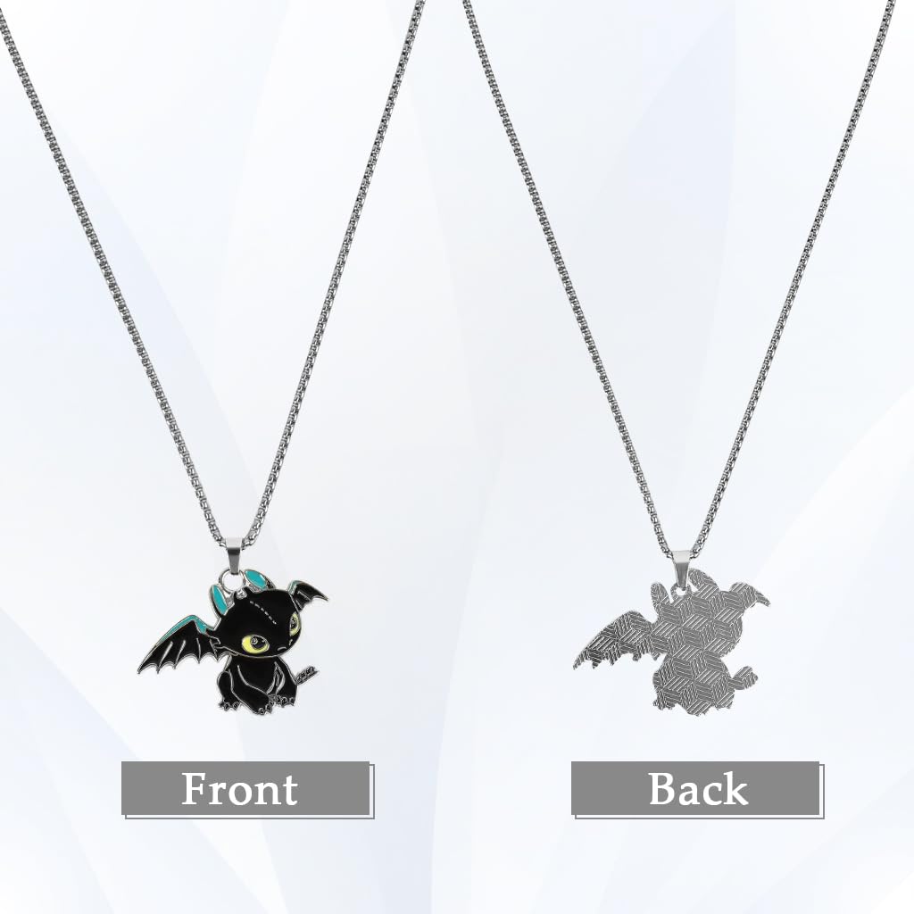 Zibuyu Couple Necklaces for Anniversary and Birthday Gifts with Multicolor Dragon Pendants | Stainless Steel Chains for Boyfriend and Girlfriend