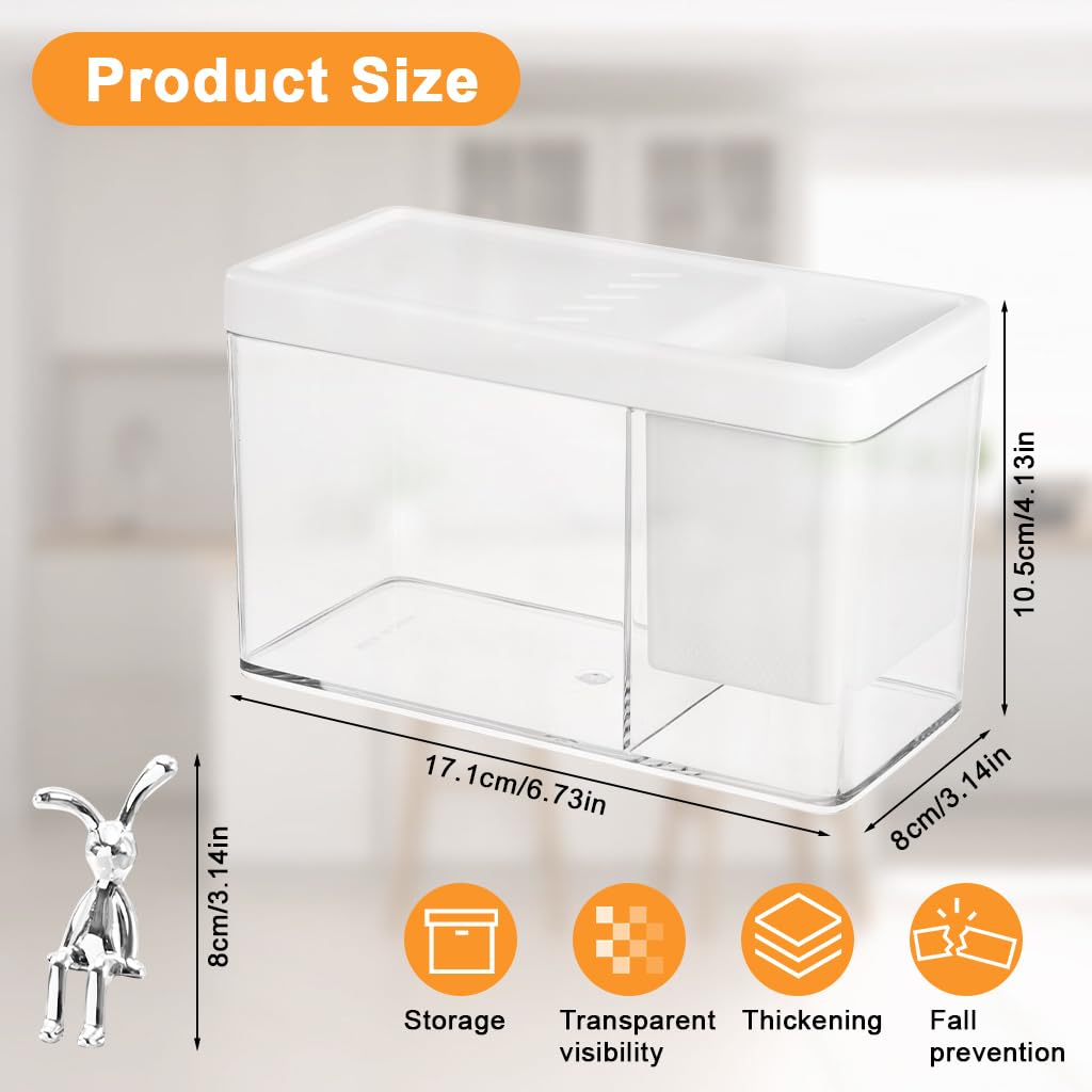 Qpets Compact Desk Betta Fish Tank for Home and Office Decor featuring Slotted Roof and Built in Storage 17.1x8x10.5cm