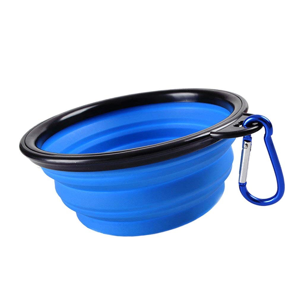 ELEPHANTBOAT Collapsible Silicone Dog Bowl for Travel with Dual Use 10 cm Blue 3 pcs
