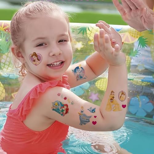MAYCREATE® 20 Sheets Princess Temporary Tattoos for Kids Dreamy Mermaid Themed Waterproof Colorful Tattoo Stickers for Party Fun Festival 60 PCS