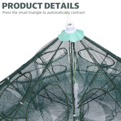 Proberos® Fishing Net Foldable with Reinforced Ribs 24 Holes Automatic Fish Trap Portable Nylon Lobster Crab Trap Cage Basket Tool for Fishing 12 Sides 2 PCS
