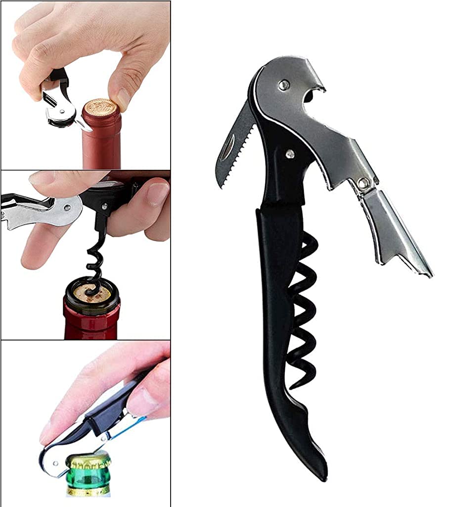 HASTHIP® 4PCS Bottle Openers Wine Bottle Opener Kit for Beer or Wine Premium Wine Opener Gift Set Includes Corkscrew Bottle Stopper Wine Pourer and Wine Ring(Gift Packaging)