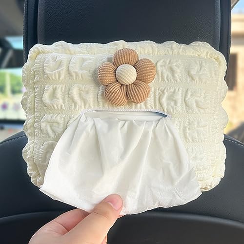 STHIRA® Car Tissue Holder, Universal Car Tissue Paper Holder Cute Flower Car Tissue Box Holder Car Back Seat Hanging Tissue Box Holder for Car, Backseat Tissue Paper Box with Quick Relase Buckle