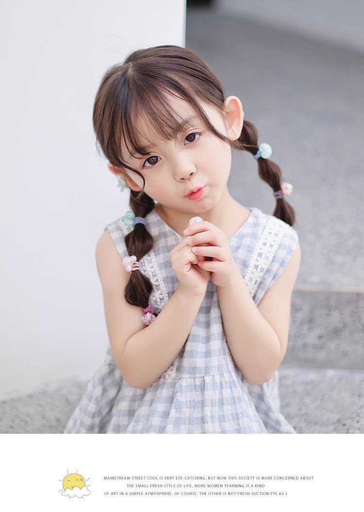 ZIBUYU Kids Rubber Bands for Girls with Sweet Acrylic Pendants 20 Pcs | Cute Hair Ties