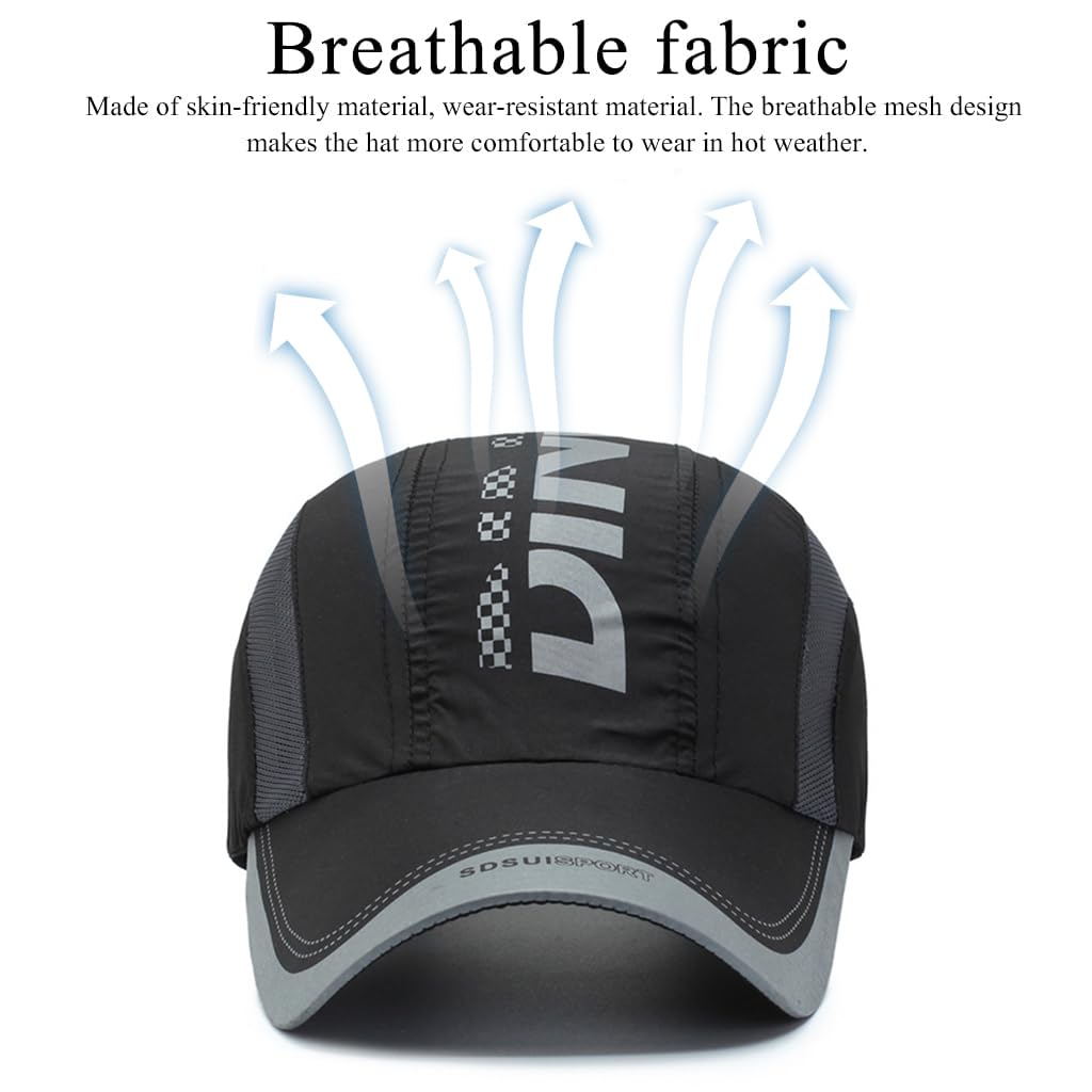Zibuyu Sport Baseball Cap for Outdoor Hiking and Fishing with Adjustable Buckle | 22–23.6 in Breathable Cotton Black Hat