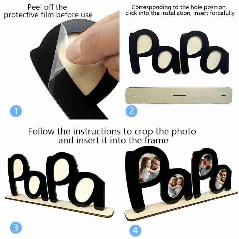 HASTHIP® Creative Wooden Table Decoration Father's Day PaPa Photo Frame12.5x5.5 Picture Frames