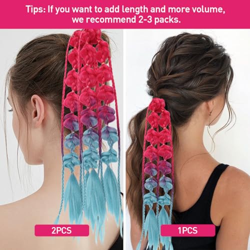 MAYCREATE Colored Hair Extensions for Women, 23.6
