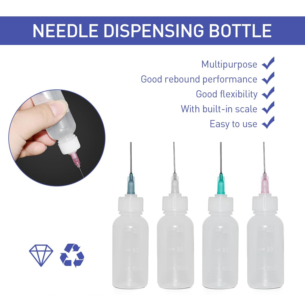 HASTHIP Needle Tip Glue Bottles Set for Craft Projects with 41PCS & Precision Tips | 30ml 50ml 100ml Plastic Squeeze Applicators